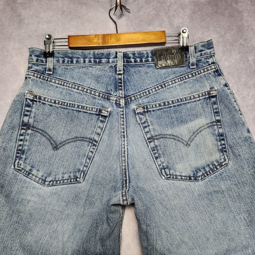 Vintage Levis SilverTab Baggy Jeans Mens 33x30 Light Wash Made in USA 90s Denim